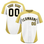 Custom White Old Gold Personalized Edge Color Block Baseball Jersey | BuyFootballJersey