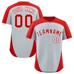 Custom Silver Red Personalized Edge Color Block Baseball Jersey | BuyFootballJersey