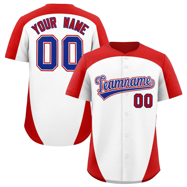 Custom White Red Personalized Edge Color Block Baseball Jersey | BuyFootballJersey