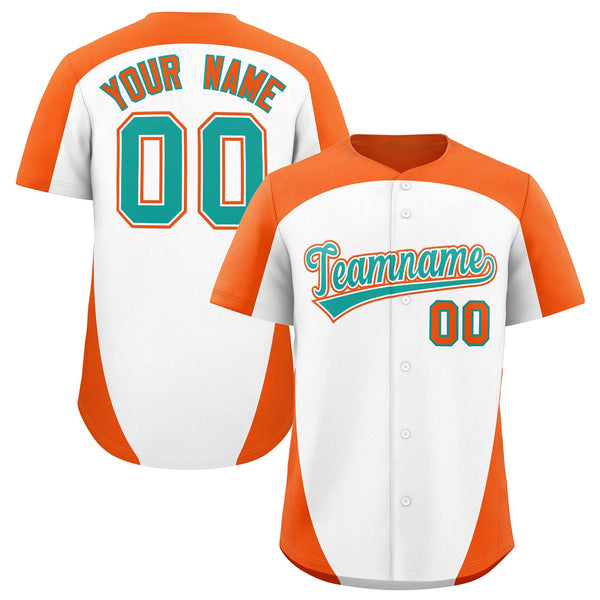 Custom White Orange Personalized Edge Color Block Baseball Jersey | BuyFootballJersey