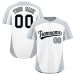 Custom White Silver Personalized Edge Color Block Baseball Jersey | BuyFootballJersey