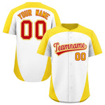 Custom White Gold Personalized Edge Color Block Baseball Jersey | BuyFootballJersey