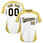 Custom White Old Gold Personalized Edge Color Block Baseball Jersey | BuyFootballJersey