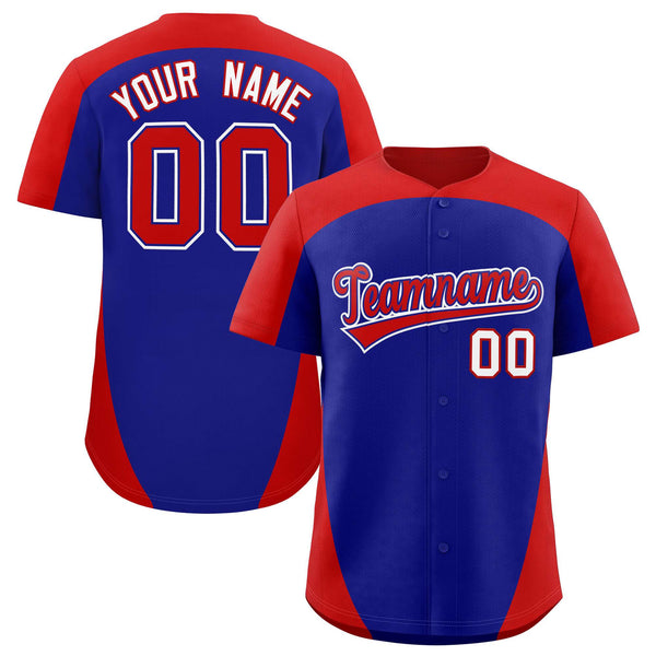 Custom Royal Red Personalized Edge Color Block Baseball Jersey | BuyFootballJersey
