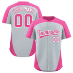 Custom Silver Pink Personalized Edge Color Block Baseball Jersey | BuyFootballJersey