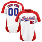 Custom White Red Personalized Edge Color Block Baseball Jersey | BuyFootballJersey