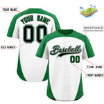 Custom White Kelly Green Personalized Edge Color Block Baseball Jersey | BuyFootballJersey