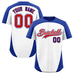 Custom White Royal Personalized Edge Color Block Baseball Jersey | BuyFootballJersey