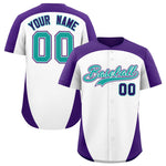 Custom White Purple Personalized Edge Color Block Baseball Jersey | BuyFootballJersey