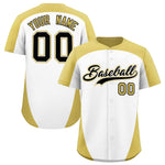 Custom White Old Gold Personalized Edge Color Block Baseball Jersey | BuyFootballJersey