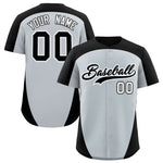 Custom Silver Black Personalized Edge Color Block Baseball Jersey | BuyFootballJersey