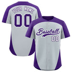 Custom Silver Purple Personalized Edge Color Block Baseball Jersey | BuyFootballJersey