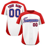 Custom White Red Personalized Edge Color Block Baseball Jersey | BuyFootballJersey