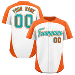 Custom White Orange Personalized Edge Color Block Baseball Jersey | BuyFootballJersey