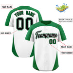 Custom White Kelly Green Personalized Edge Color Block Baseball Jersey | BuyFootballJersey