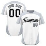 Custom White Silver Personalized Edge Color Block Baseball Jersey | BuyFootballJersey