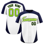 Custom White Navy Personalized Edge Color Block Baseball Jersey | BuyFootballJersey
