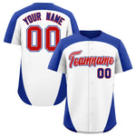 Custom White Royal Personalized Edge Color Block Baseball Jersey | BuyFootballJersey
