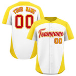 Custom White Gold Personalized Edge Color Block Baseball Jersey | BuyFootballJersey