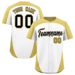 Custom White Old Gold Personalized Edge Color Block Baseball Jersey | BuyFootballJersey