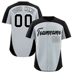 Custom Silver Black Personalized Edge Color Block Baseball Jersey | BuyFootballJersey