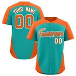 Custom Aqua Orange Personalized Edge Color Block Baseball Jersey | BuyFootballJersey