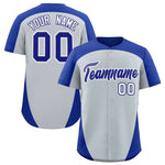 Custom Silver Royal Personalized Edge Color Block Baseball Jersey | BuyFootballJersey