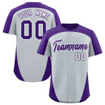 Custom Silver Purple Personalized Edge Color Block Baseball Jersey | BuyFootballJersey