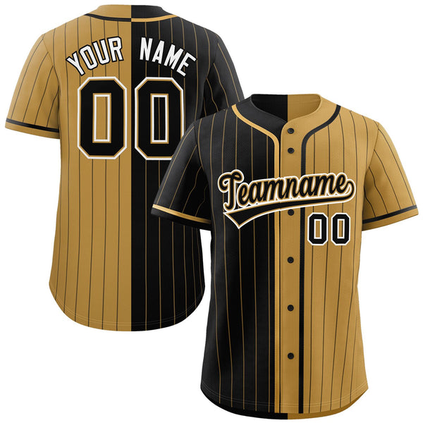 Custom Black Old Gold Two Tone Striped Fashion Baseball Jersey | BuyFootballJersey