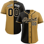 Custom Black Old Gold Two Tone Striped Fashion Baseball Jersey | BuyFootballJersey