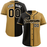Custom Black Old Gold Two Tone Striped Fashion Baseball Jersey | BuyFootballJersey