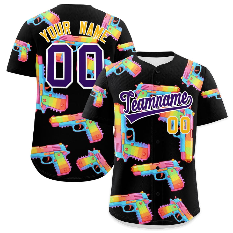 Custom Black Purple Sugar-Coated Firepower Graffiti Pattern Lightweight Baseball Jersey | BuyFootballJersey