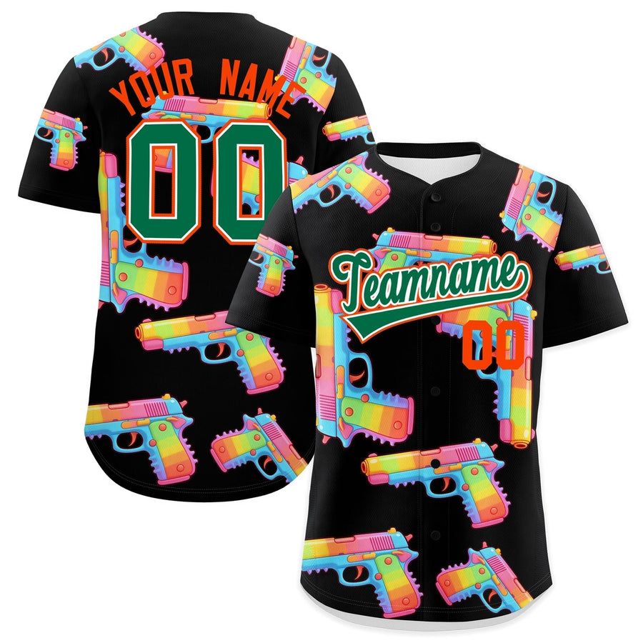 Custom Black Kelly Green Sugar-Coated Firepower Graffiti Pattern Lightweight Baseball Jersey | BuyFootballJersey