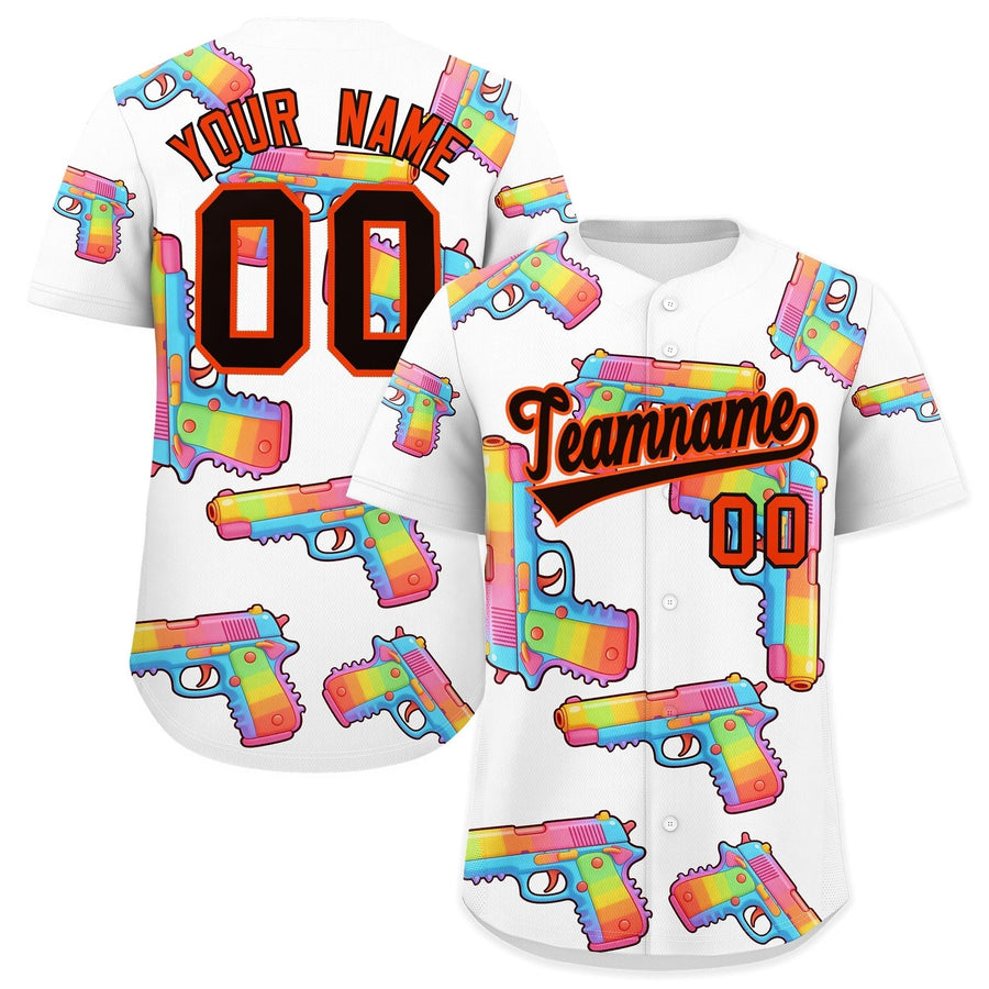 Custom White Black Sugar-Coated Firepower Graffiti Pattern Lightweight Baseball Jersey | BuyFootballJersey