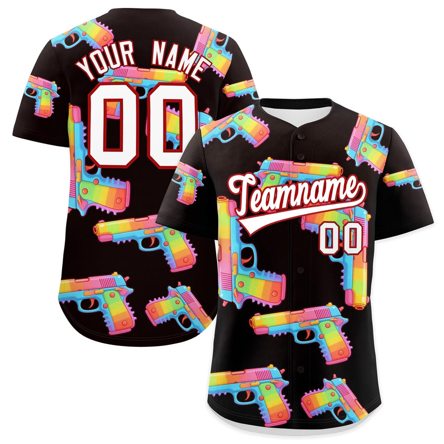 Custom Brown White Sugar-Coated Firepower Graffiti Pattern Breathable Baseball Jersey | BuyFootballJersey