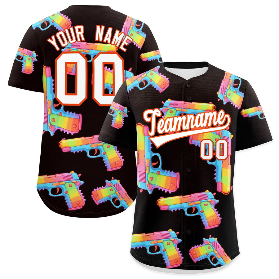 Custom Brown White Sugar-Coated Firepower Graffiti Pattern Wrinkle-Resistant Baseball Jersey | BuyFootballJersey