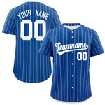Custom White Royal Pinstripe Personalized Two-Tone Baseball Jersey | BuyFootballJersey