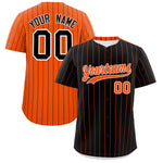 Custom Black Orange Pinstripe Personalized Two-Tone Baseball Jersey | BuyFootballJersey