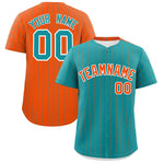 Custom Aqua Orange Pinstripe Personalized Two-Tone Baseball Jersey | BuyFootballJersey