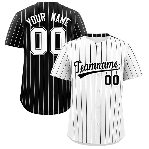 Custom White Black Pinstripe Personalized Two-Tone Baseball Jersey | BuyFootballJersey