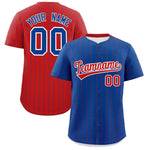 Custom Royal Red Pinstripe Personalized Two-Tone Baseball Jersey | BuyFootballJersey