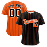 Custom Black Orange Pinstripe Personalized Two-Tone Baseball Jersey | BuyFootballJersey