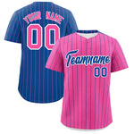 Custom Pink Royal Pinstripe Personalized Two-Tone Baseball Jersey | BuyFootballJersey