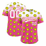Custom White Pink Graffiti Gradient Pattern Smile Baseball Jersey | BuyFootballJersey