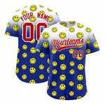 Custom White Royal Graffiti Gradient Pattern Smile Baseball Jersey | BuyFootballJersey