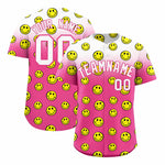 Custom White Pink Graffiti Gradient Pattern Smile Baseball Jersey | BuyFootballJersey