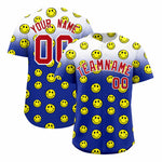 Custom White Royal Graffiti Gradient Pattern Smile Baseball Jersey | BuyFootballJersey
