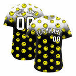 Custom White Black Graffiti Gradient Pattern Smile Baseball Jersey | BuyFootballJersey