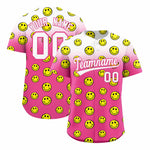 Custom White Pink Graffiti Gradient Pattern Smile Baseball Jersey | BuyFootballJersey