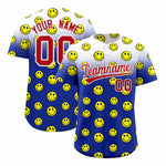Custom White Royal Graffiti Gradient Pattern Smile Baseball Jersey | BuyFootballJersey